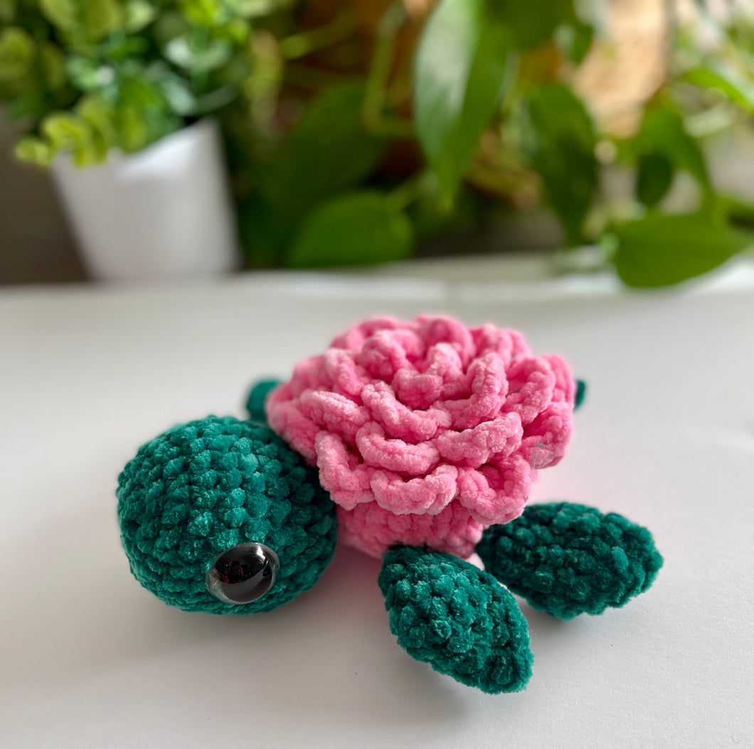 Crochet Flower Turtle - Rose or Sunflower