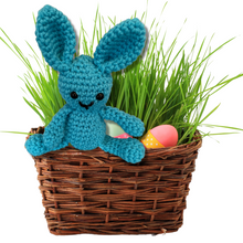 Load image into Gallery viewer, Teal Crochet Bunny in Basket
