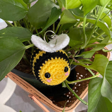 Load image into Gallery viewer, Crocheted Little Bee Keychain, Bumble Bee Keychain
