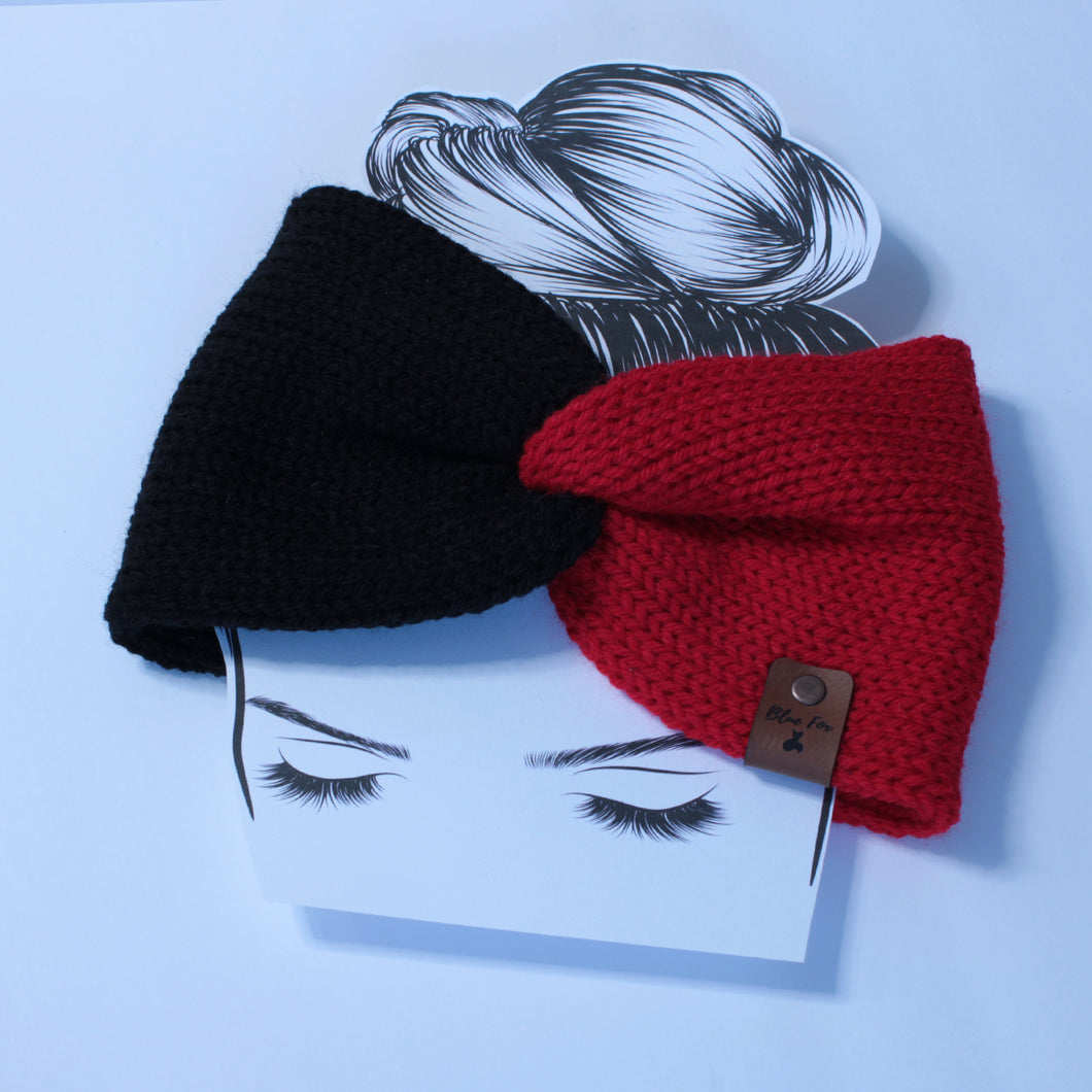 Ear Warmer - Red with Black