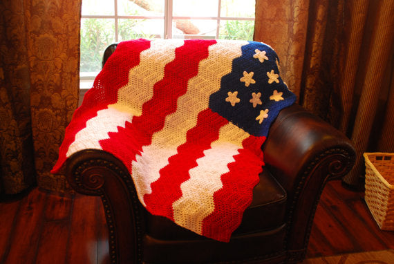 Crochet American Flag Afghan