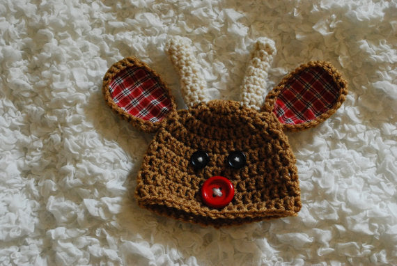 Crochet Holiday Reindeer Hat
