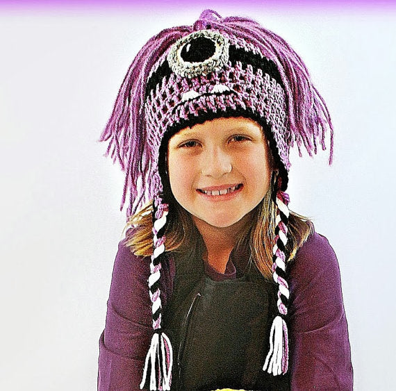 Crochet Purple Minion Hat