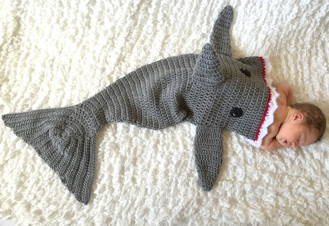 Crochet Shark Cocoon - Newborn Photo Prop